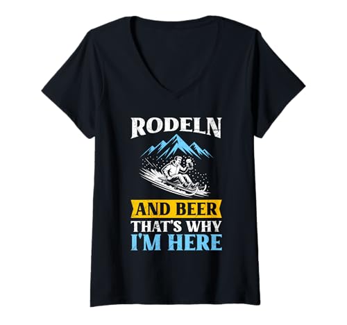 Damen Sledging RODELN UND RADELN DARUM Bin ICH Hier Rodel Piste T-Shirt mit V-Ausschnitt Damen Sledging RODELN UND RADELN DARUM Bin ICH Hier Rodel Piste T-Shirt mit V-Ausschnitt von Bob Fahrer Shirt Schlitten Training Rodel Piste