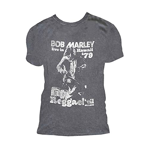 Bob Marley T Shirt Live in Hawaii Nue offiziell Herren Snow Wash Charcoal Grau L von Bob Marley