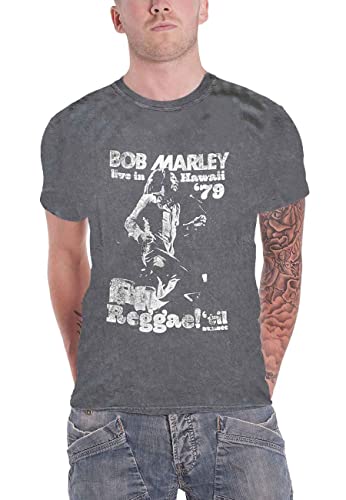 Bob Marley T Shirt Live in Hawaii Nue offiziell Herren Snow Wash Charcoal Grau XXL von Bob Marley