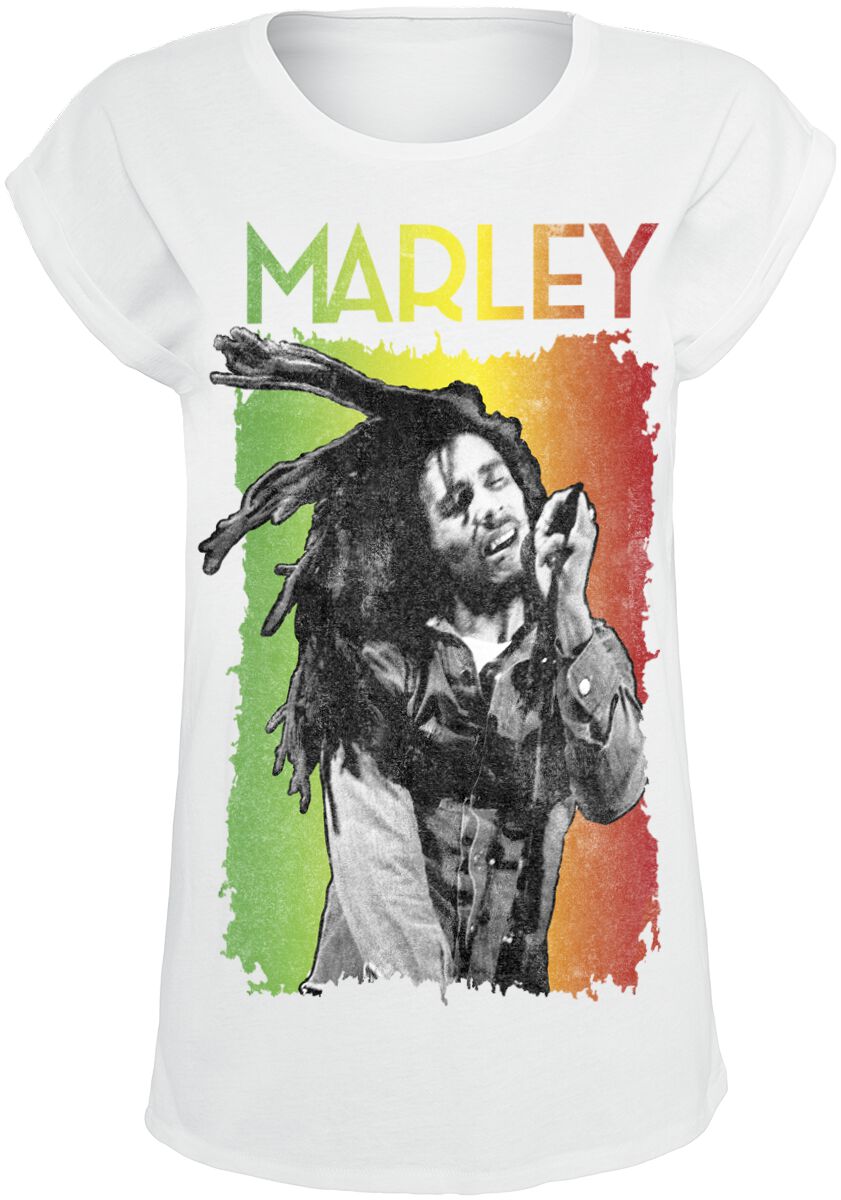 Bob Marley T-Shirt - Marley Live - S bis XXL - für Damen - Größe M - weiß  - Lizenziertes Merchandise! von Bob Marley