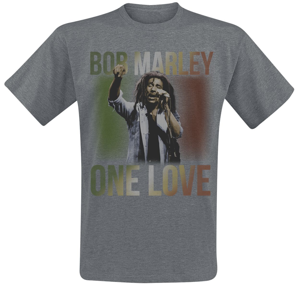 Bob Marley T-Shirt - One Love Live - S bis XXL - für Männer - Größe M - dunkelgrau meliert  - Lizenziertes Merchandise! von Bob Marley