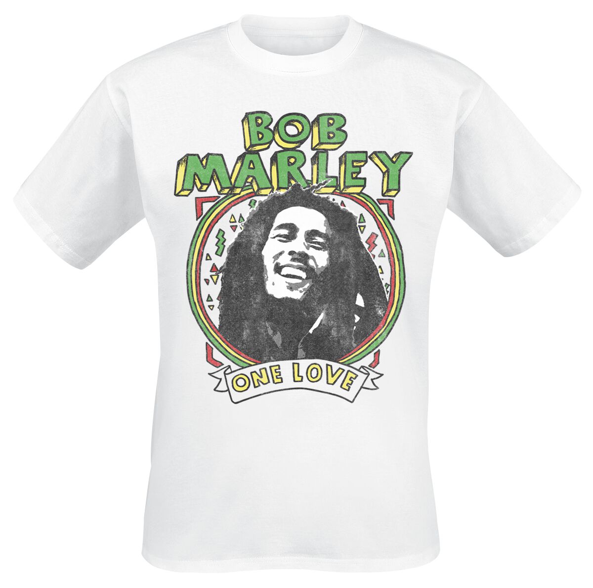 Bob Marley T-Shirt - One Love Paint - S bis 3XL - für Männer - Größe L - weiß  - Lizenziertes Merchandise! von Bob Marley