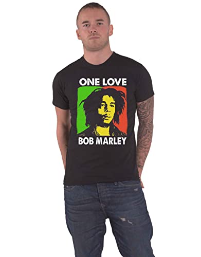 Bob Marley T Shirt One Love Portrait Logo Nue offiziell Herren Schwarz L von Rock Off officially licensed products