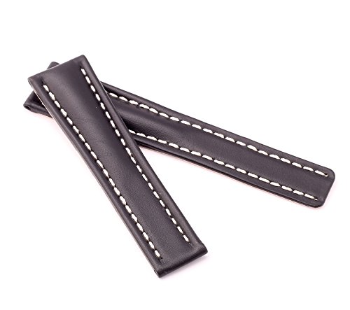 Bob Herren Faltschließband Kalbsleder kompatibel Breitling 20 mm schwarz von Bob