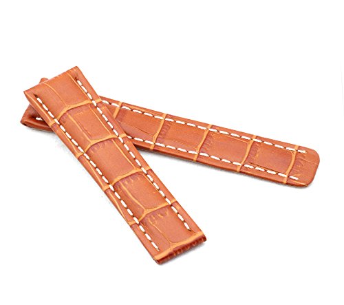 Bob Herren Faltschließband Alligator Style kompatibel Breitling 20 mm Hellbraun von Bob
