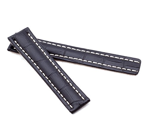 Bob Herren Faltschließband Alligator Style kompatibel Breitling 22/20 mm schwarz von Bob