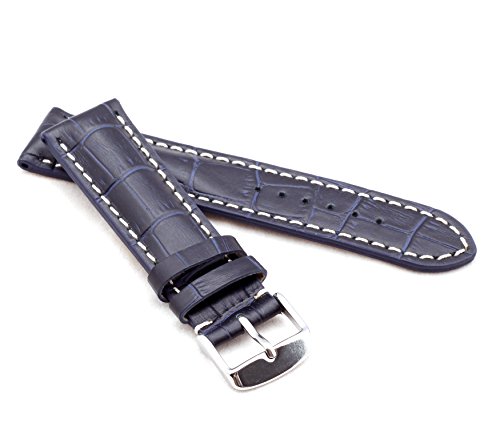 Bob Herren Uhrenarmband Alligator Style Modell Chrono 22 mm Dunkelblau von Bob