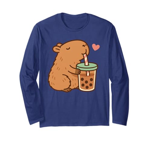 Mädchen Capybara Boba Cute Langarmshirt Mädchen Capybara Boba Cute Langarmshirt von Boba Capybara