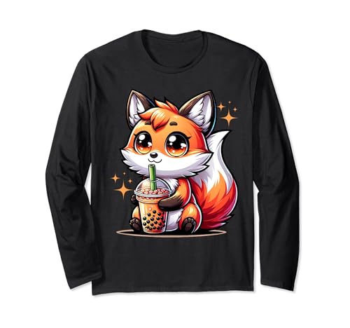 Boba Fox Drinking Boba Kawaii Fox Herren Damen Kinder Langarmshirt Boba Fox Drinking Boba Kawaii Fox Herren Damen Kinder Langarmshirt von Boba Fox Drinking Boba Graphic Co.