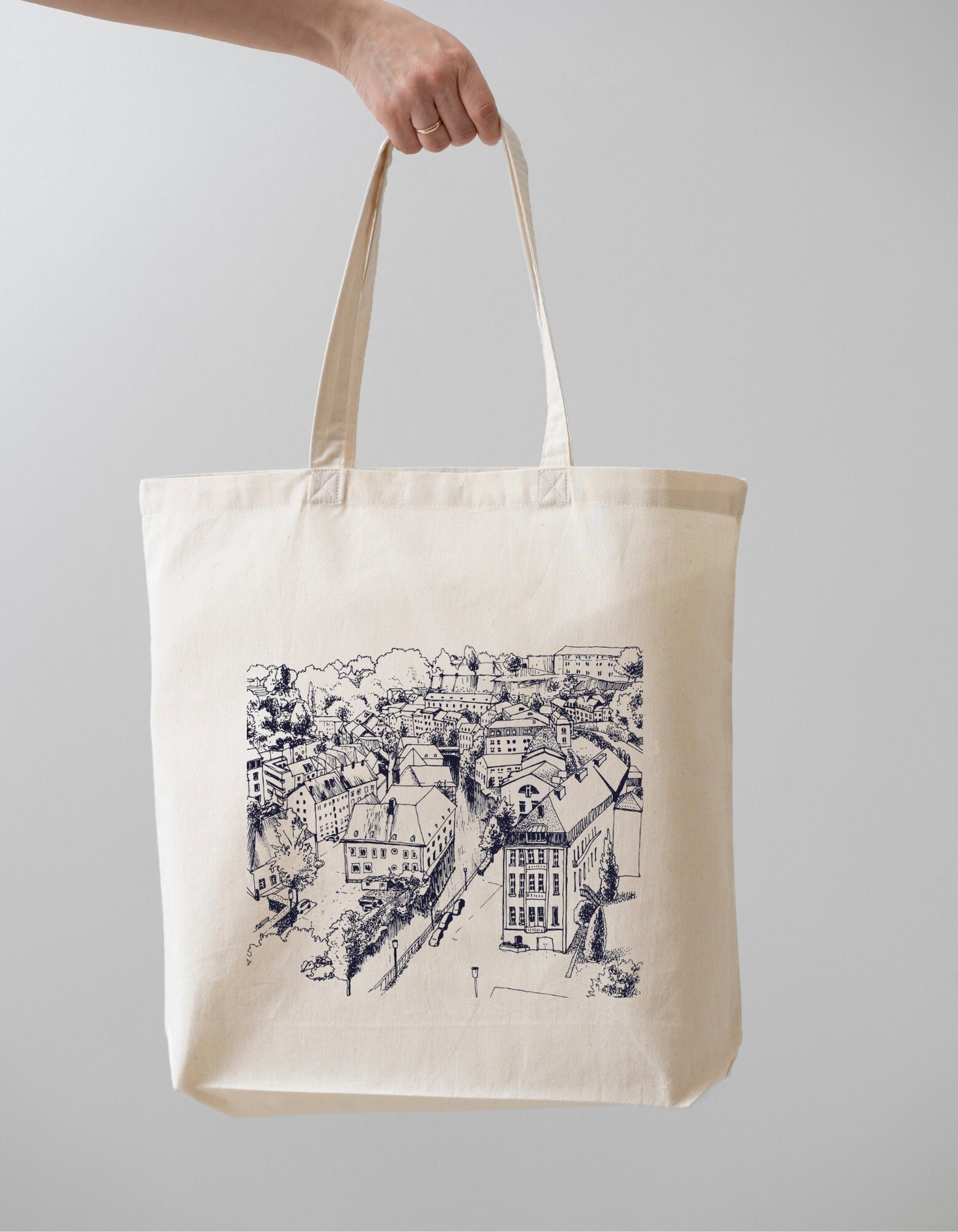 stadt Skizze Canvas Tragetasche | Buchtasche Buch Tote von BobandJaneCo