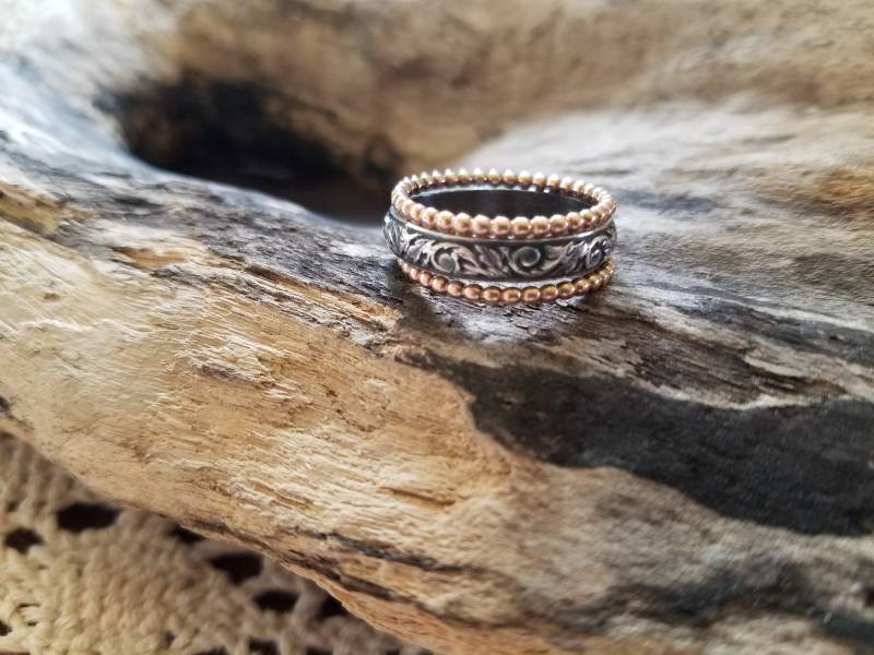 Set Aus 3 Stacking Bands in Rosegold Und 925Er Silber von BobbiShafferIngram