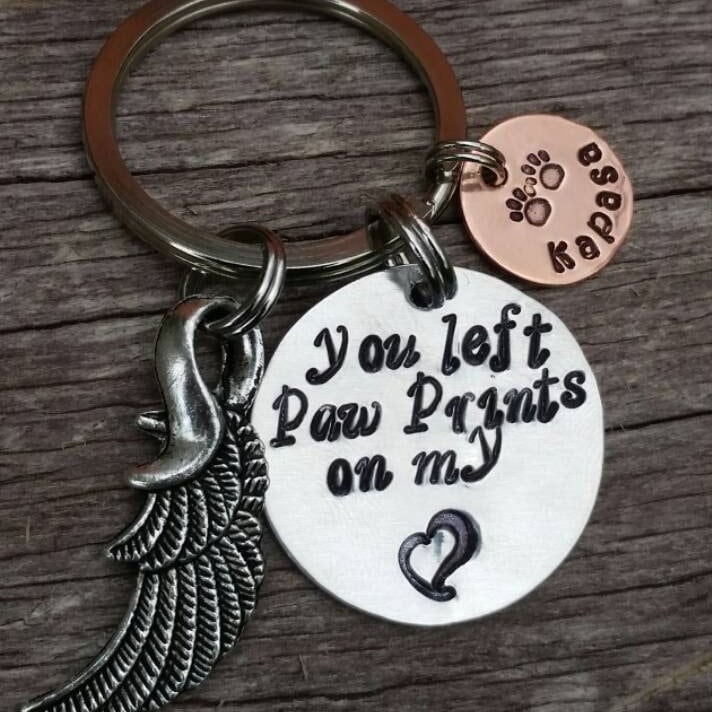 Memorial Haustier Schlüsselanhänger Personalisierter Pfotenabdruck Kupfer & Aluminium Memorial Haustier Schlüsselanhänger Personalisierter Pfotenabdruck Kupfer & Aluminium von BobbiesBeadsandBling