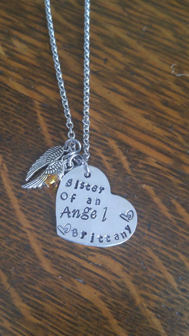 Schwesterster-Memorial-Halskette Engelsflügel Trauergeschenk Schwesterster-Memorial-Halskette Engelsflügel Trauergeschenk von BobbiesBeadsandBling