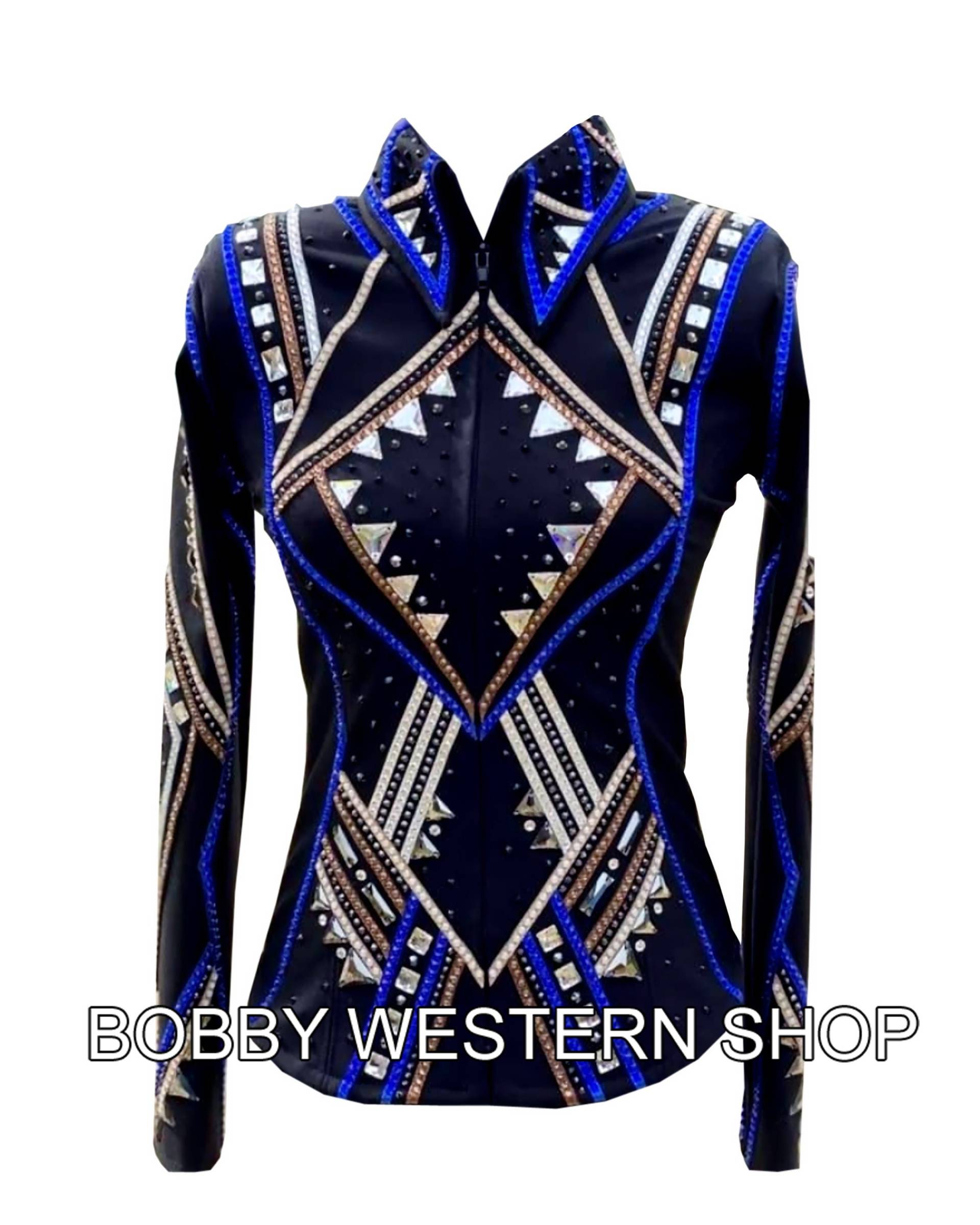 Custom Made Admiral Blau Und Silber Mit Schwarzer Basis Show Jacke Rodeo Königin Reiten Showmanship Sportsmanship Horsemanship Pleasure von BobbyWesternShop