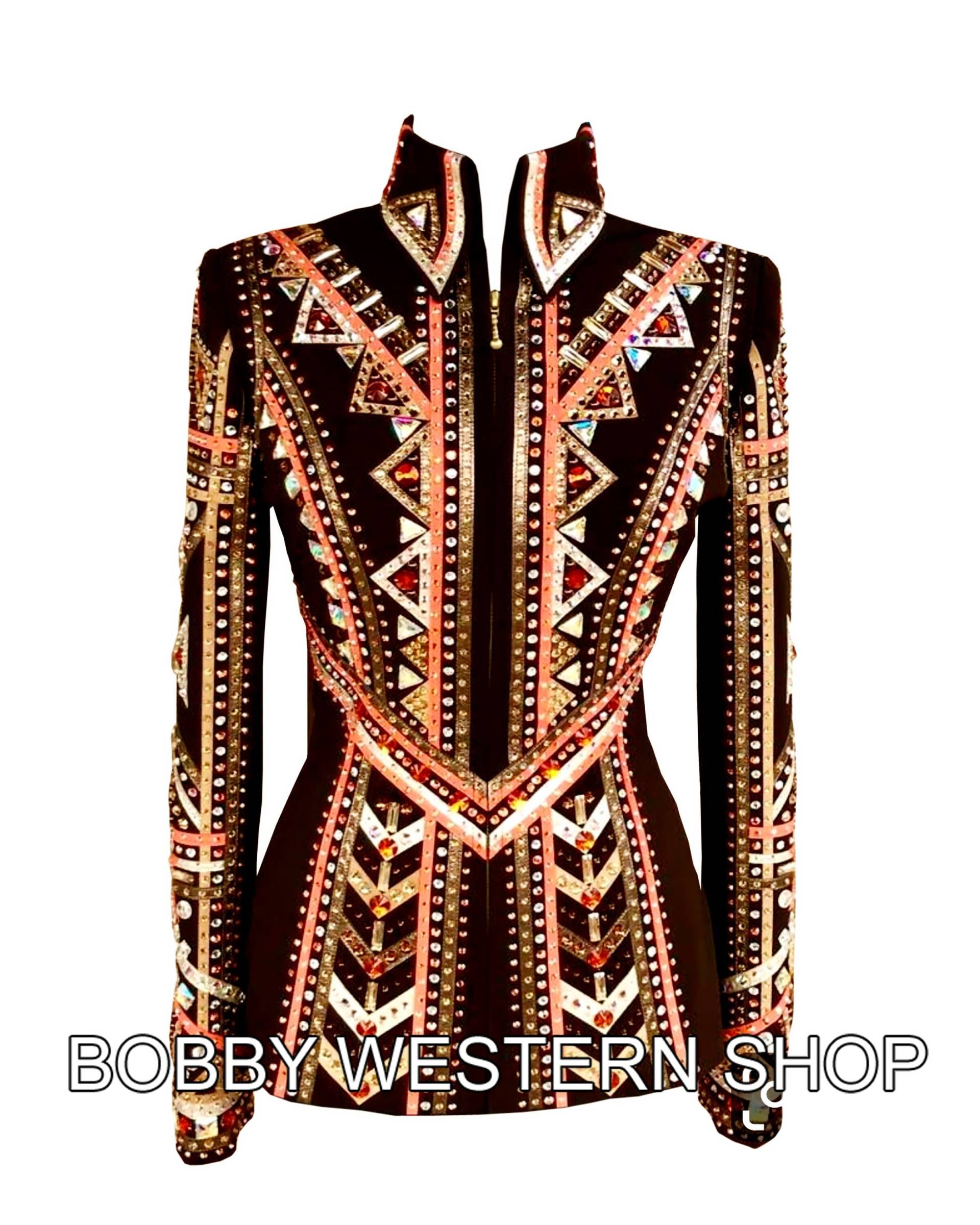 Hot Verkaufen Gold Und Kupfer Mit Schwarzer Basis Show Jacke Rodeo Königin Kleid Reiten Showmanship Sportsmanship Horsemanship Pleasure von BobbyWesternShop