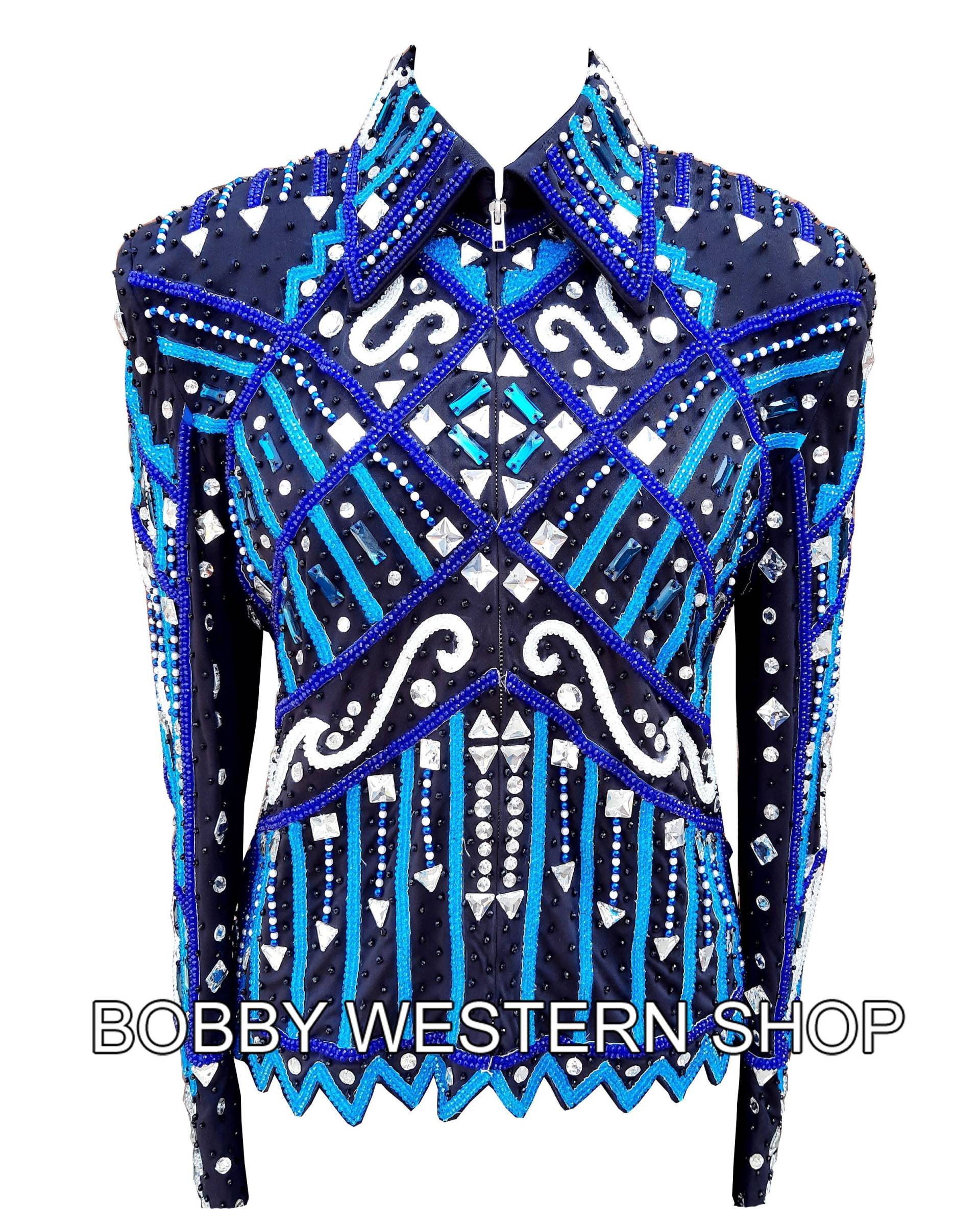 Maßgeschneiderte Türkis Und Marineblau Mit Schwarzer Basis Western Show Jacke Rodeo Königin Kleid Reiten Showmanship Sportsmanshiphorsemanship von BobbyWesternShop