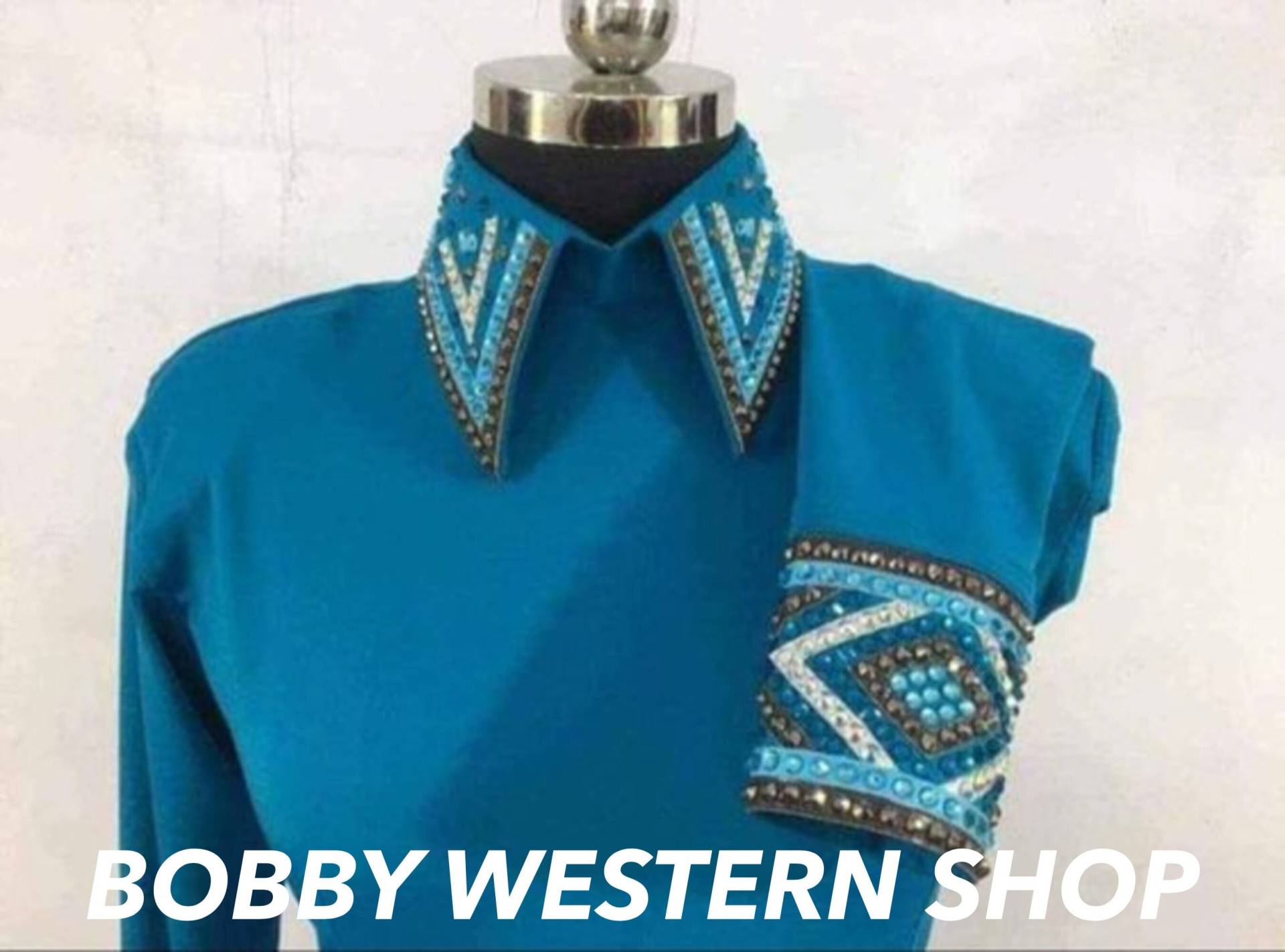 Meistverkauftes Türkis Und Schwarz Mit Blauer Basis Show-Shirt Passender Satteldecke Für Rodeo-Queen-Kleid Horse Riding Showmanship von BobbyWesternShop