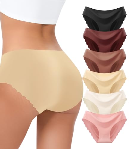Bobelle Wear Seamless Unterhosen Damen Unterwäsche Frauen Nahtlose Slips Stretch Hipster Panties Atmungsaktiv 6er Pack (DE/NL/SE/PL, Alphanumerisch, XL, Regular, Regular, Multicolor02) von Bobelle Wear
