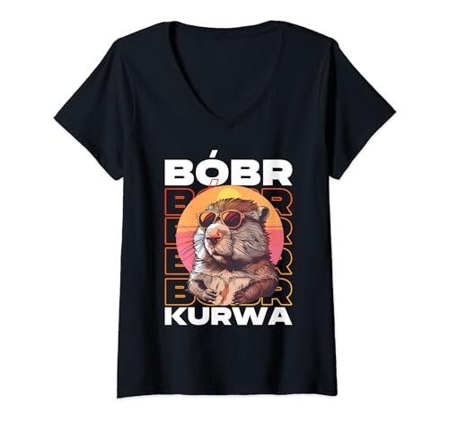 Damen Bobr Kurwa - Bober Bobr T-Shirt mit V-Ausschnitt von Bober Bóbr Kurwa Koszula Polnisch Jakie Bydle Bóbr