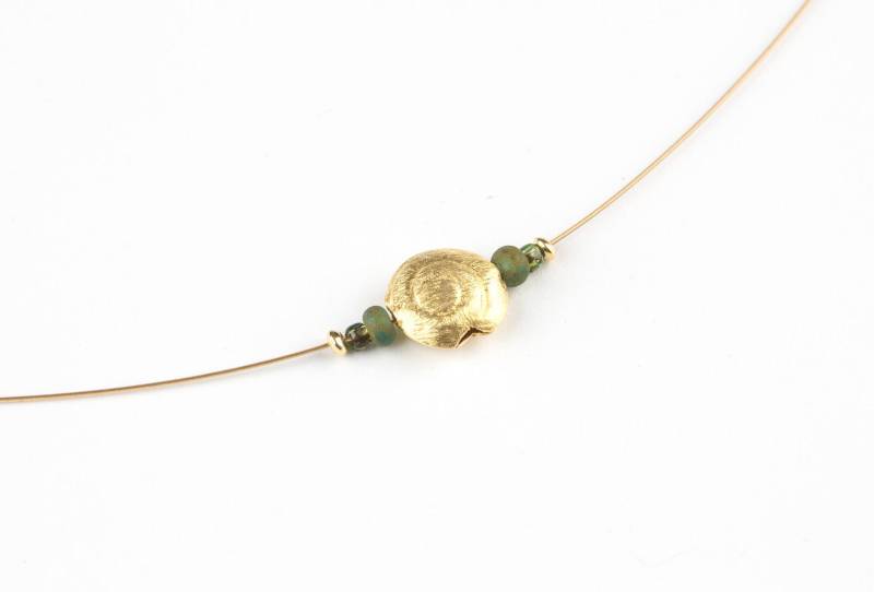 Collier Mit Spirale, Grün Goldene Halskette von BobineStudio