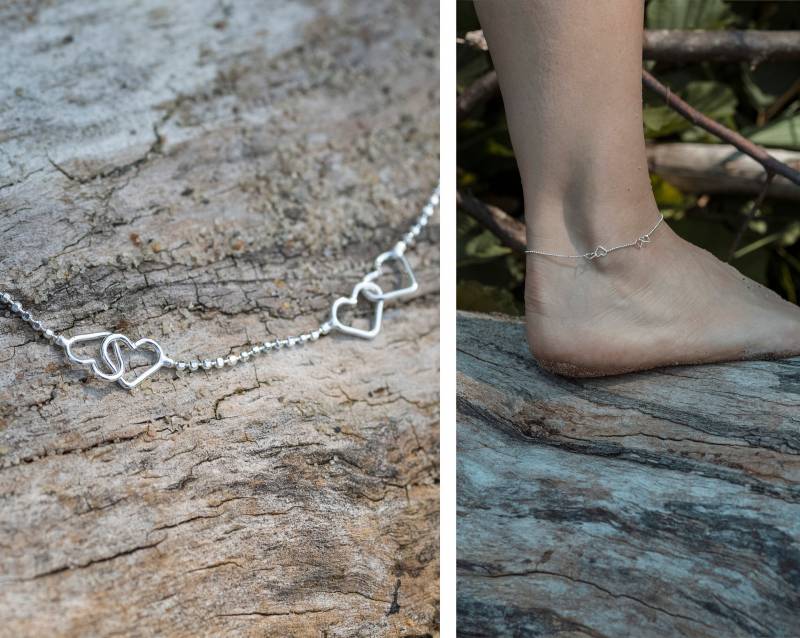 Fußkettchen Herzen 925 Silber von BobineStudio