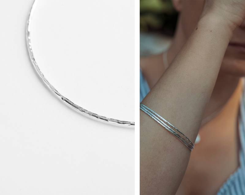 Gehämmerter Armreif Aus 925 Sterling Silber von BobineStudio
