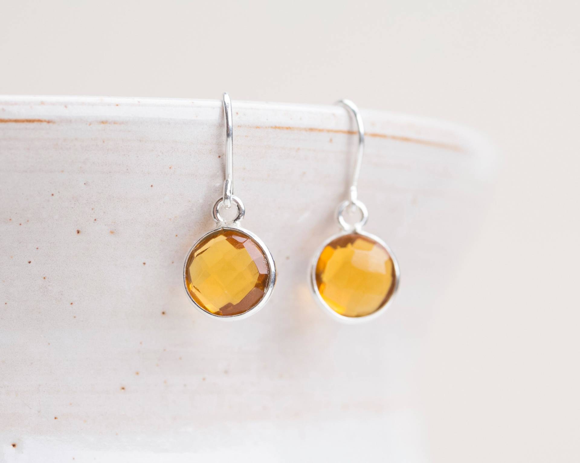 Gelbe Citrin Ohrringe 925 Sterling Silber von BobineStudio