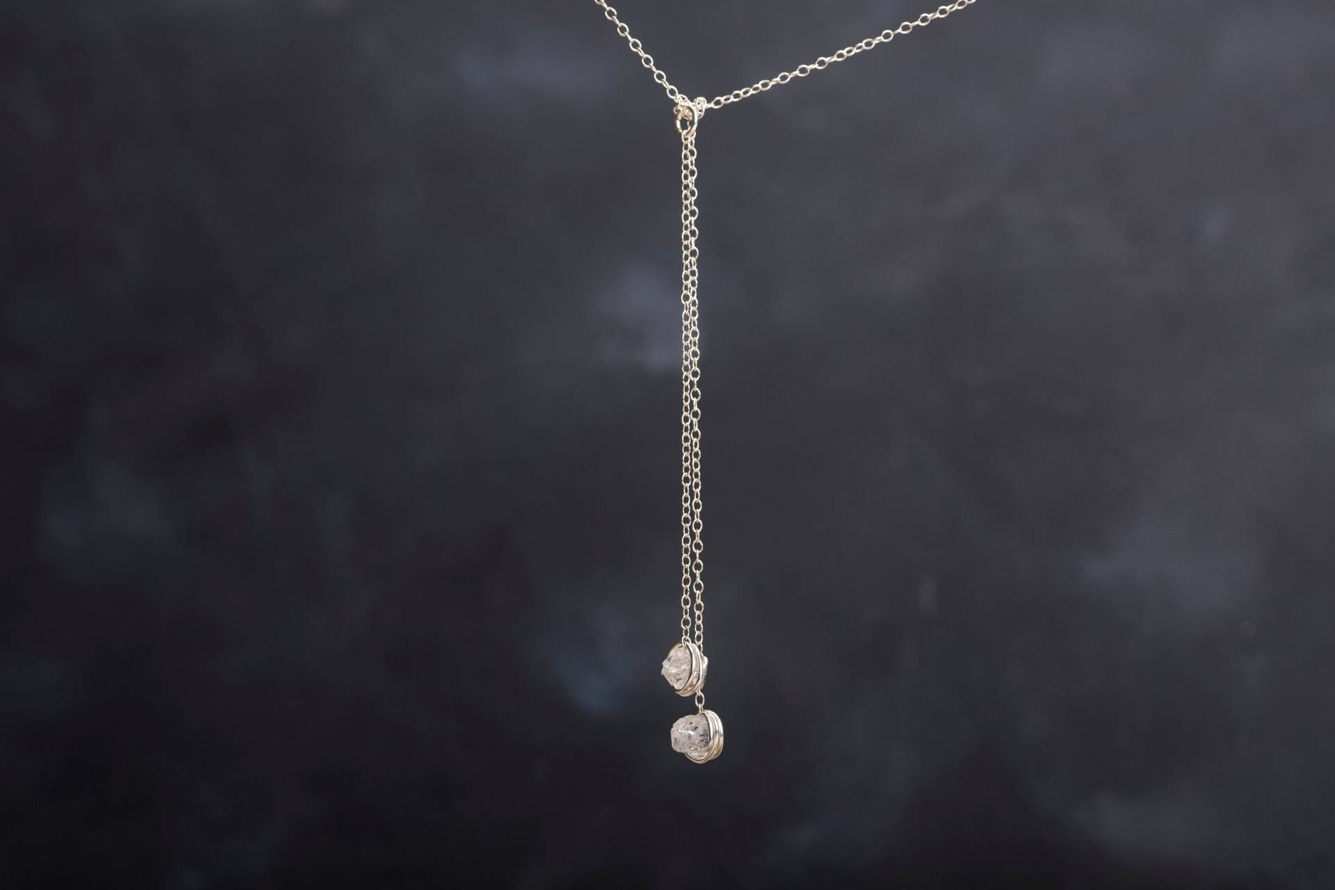 Halskette Mit Zwei Herkimer Diamanten, 925 Sterling Silber von BobineStudio