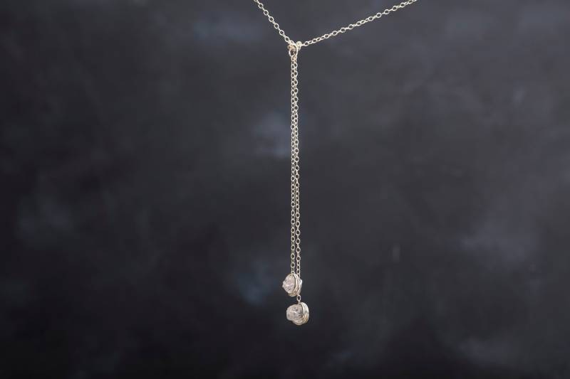 Halskette Mit Zwei Herkimer Diamanten, 925 Sterling Silber von BobineStudio