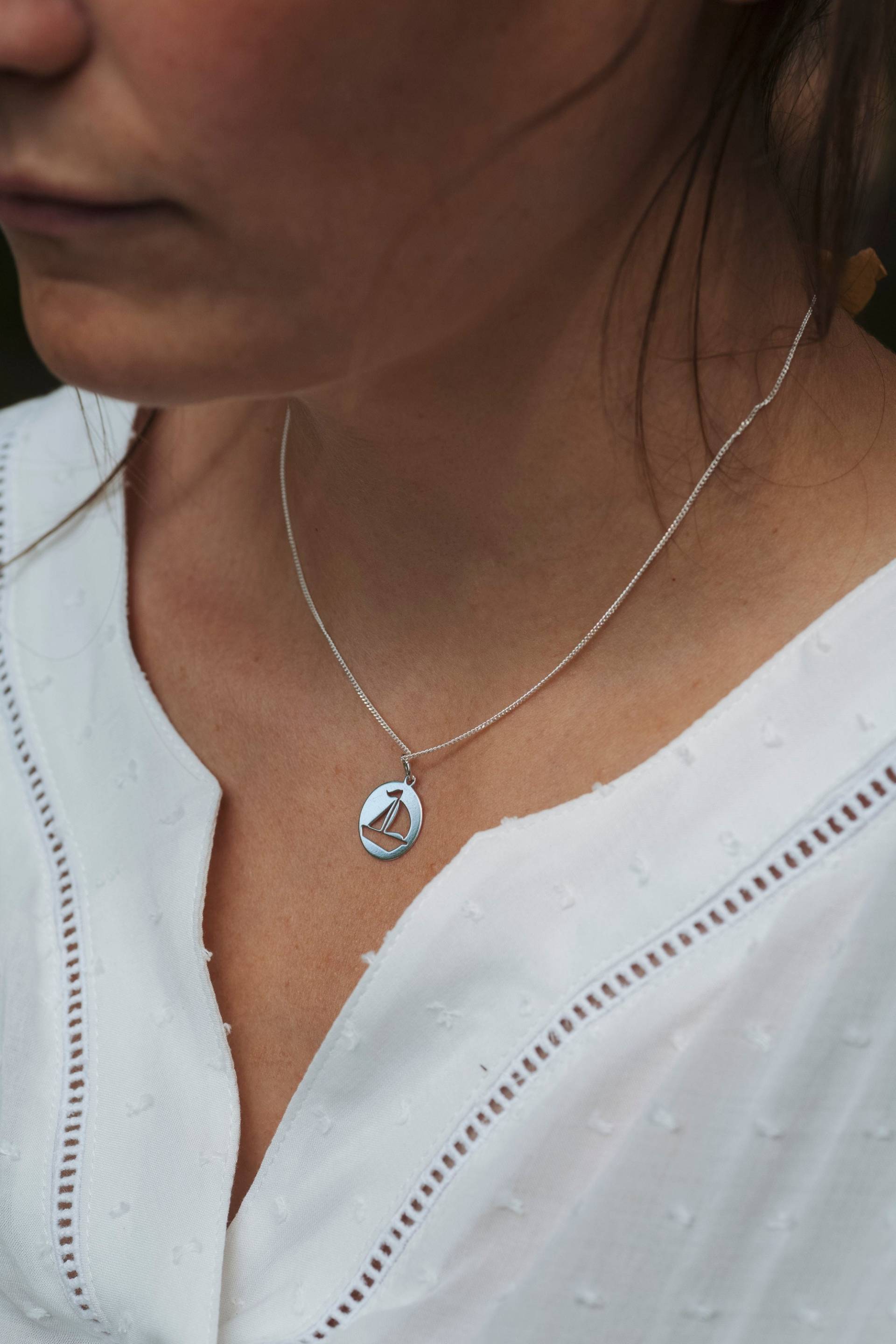 Halskette Segelboot Aus 925 Sterling Silber von BobineStudio