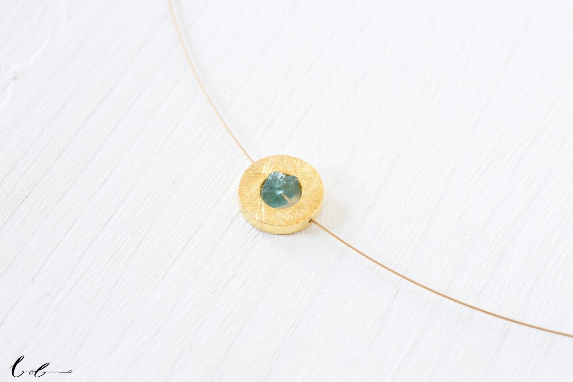 Kette Goldener Kreis Mit Turmalin von BobineStudio