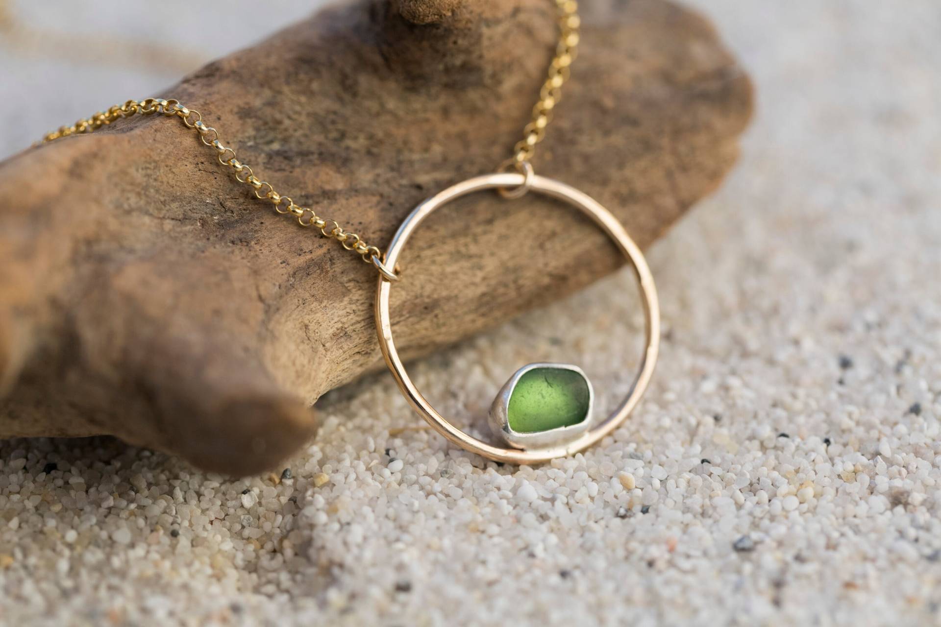 Kreiskette Mit Seeglasstück, 925 Silber von BobineStudio