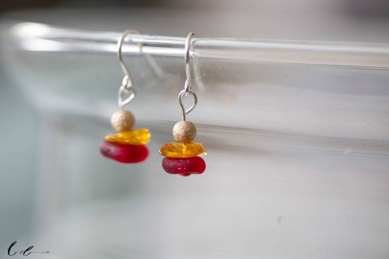 Ohrhänger Seeglas Bernstein Rot von BobineStudio