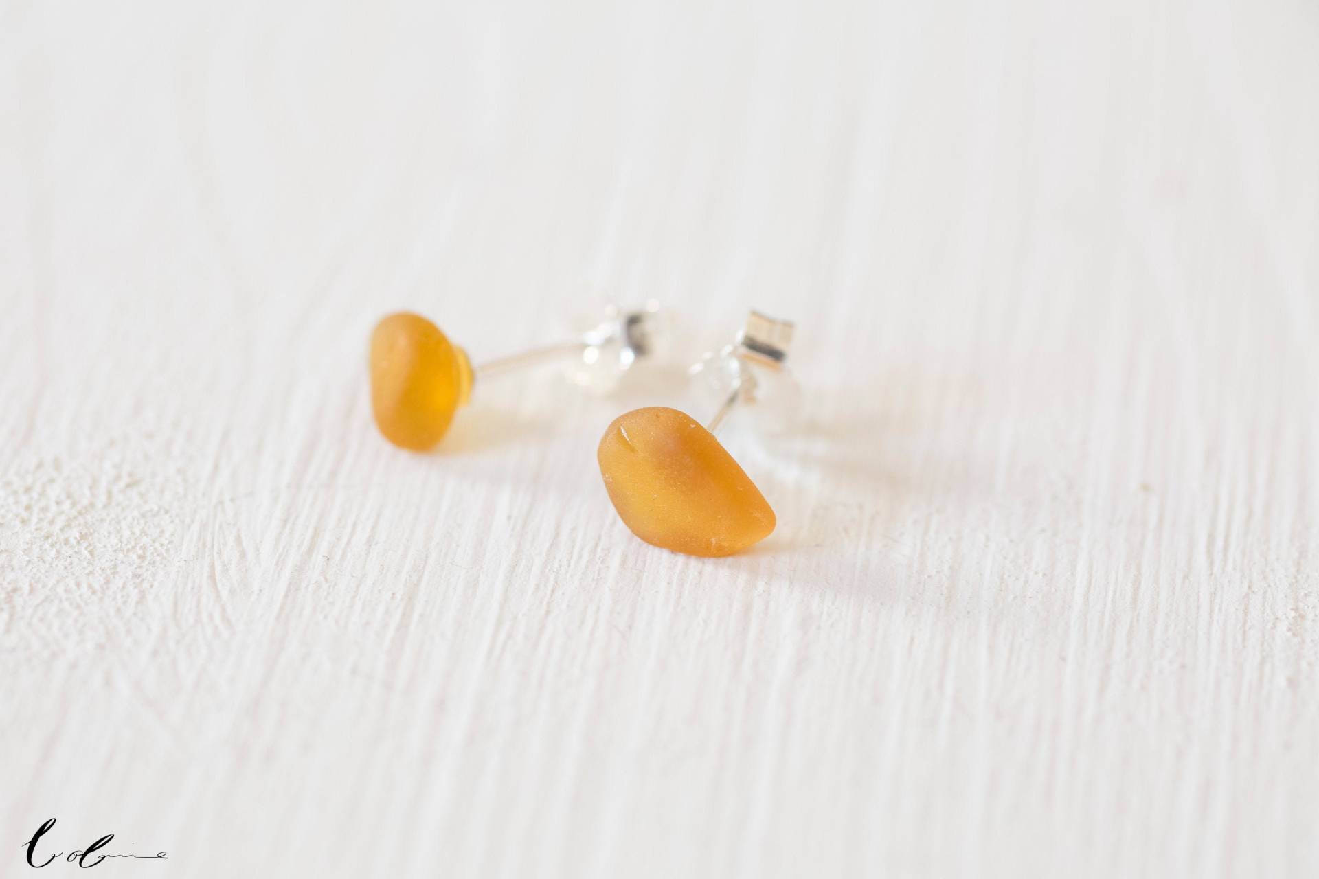 Ohrstecker Seeglas Hellbraun von BobineStudio