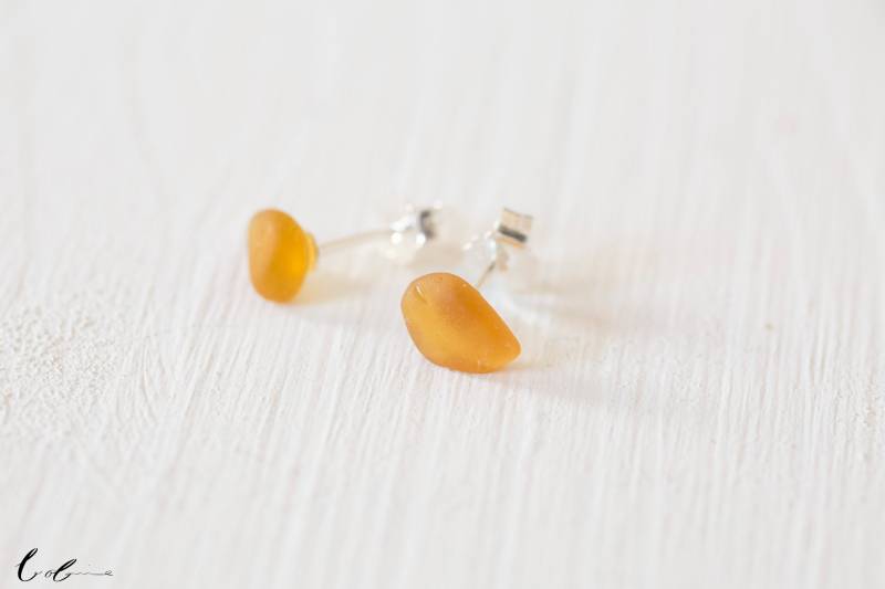 Ohrstecker Seeglas Hellbraun von BobineStudio