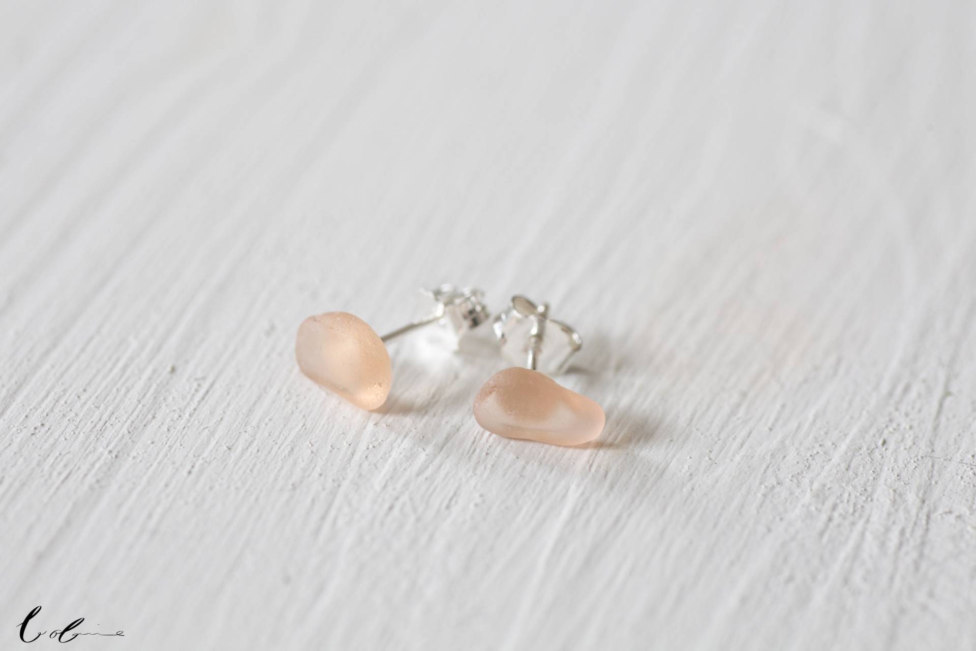 Ohrstecker Seeglas Lachsrosa von BobineStudio