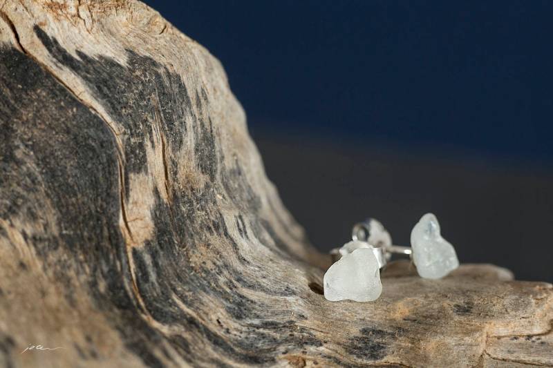 Ohrstecker Seeglas Weiß von BobineStudio