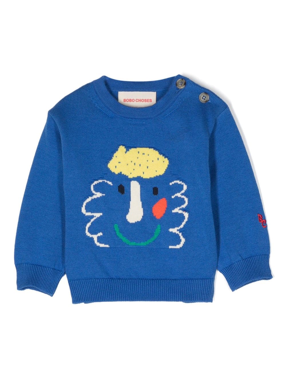 Bobo Choses Happy Mask Pullover - Blau von Bobo Choses