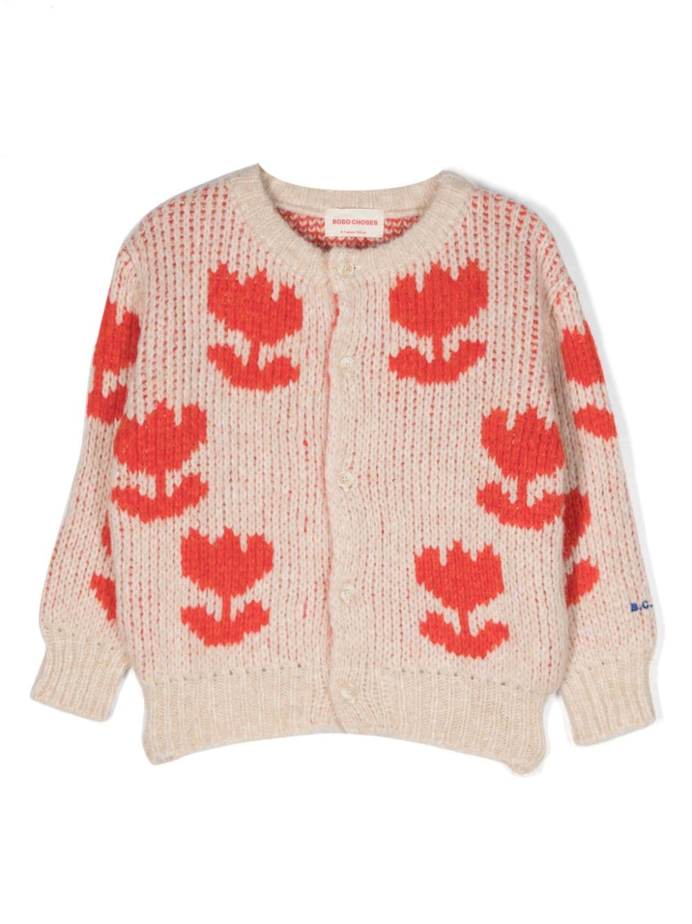 Bobo Choses Retro Flowers Jacquard-Cardigan - Nude von Bobo Choses