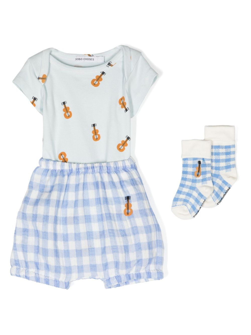 Bobo Choses Strampler-Set mit Gitarren-Print - Blau von Bobo Choses