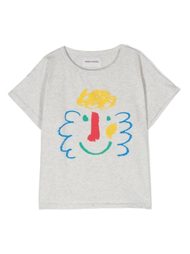 Bobo Choses T-Shirt mit fröhlichem Gesicht-Print - Grau von Bobo Choses