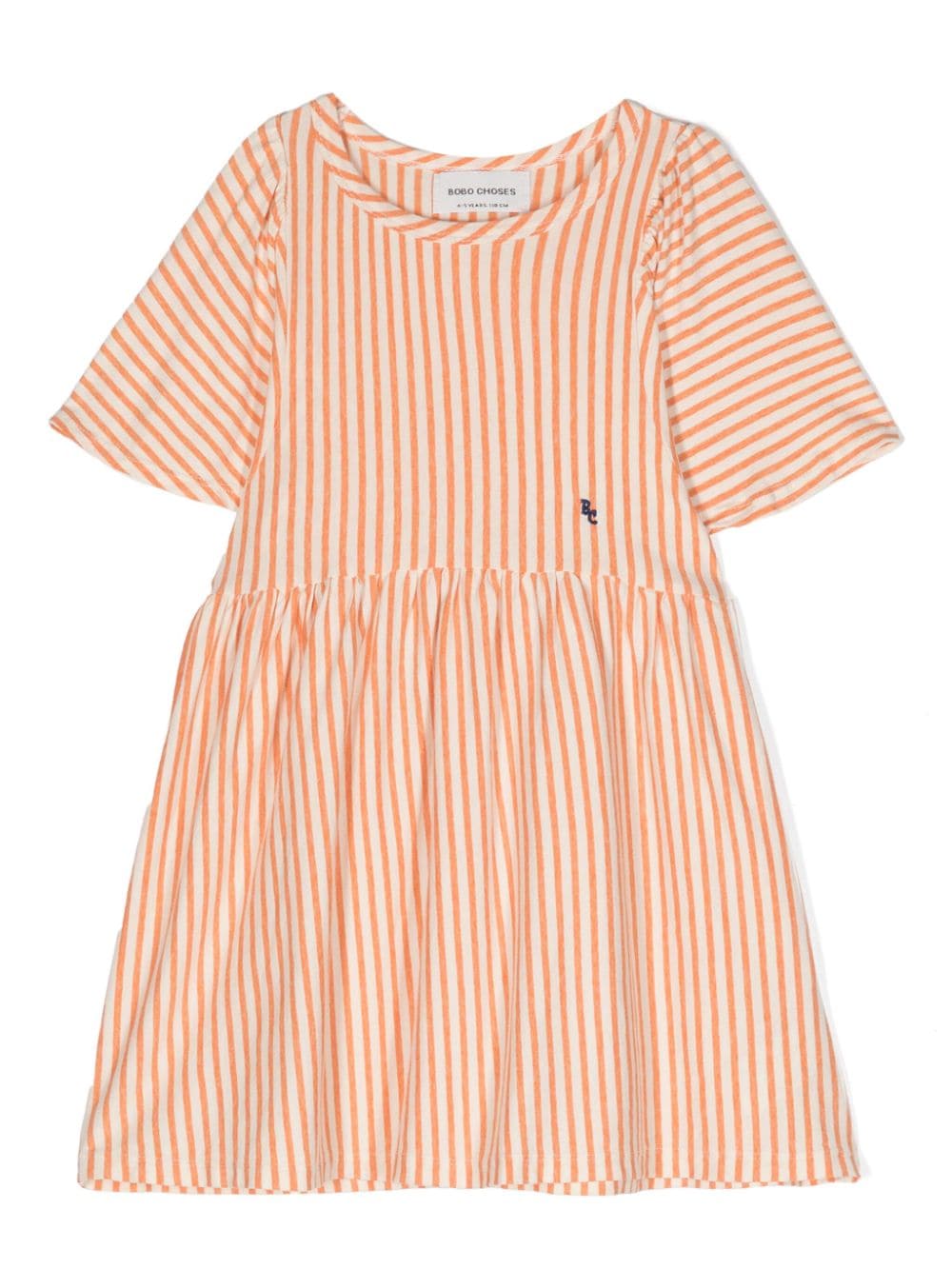 Bobo Choses Gestreiftes Kleid mit Logo-Stickerei - Orange von Bobo Choses