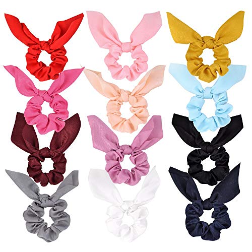 12 Stück Haar Haargummis Kaninchen Hase Ohrschleife Haarbänder Satin Haargummi Elastische Haargummis Bänder Pferdeschwanz Halter für Mädchen Frauen … von Hcimooy