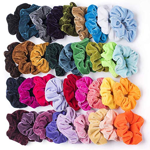 Hcimooy Haargummis Samt Elastische Haarbänder Haargummis Seile Scrunchie für Frauen Mädchen (36Pcs) von Hcimooy