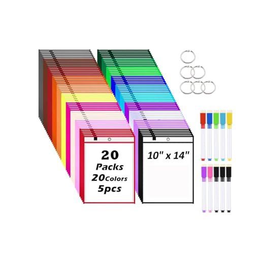 20Pcs Auftragstaschen Wiederverwendbar Trocken Abwischbar Taschen, 36x26cm Beschreib und Abwischbar Taschen mit Knochenform Radiergummi Radierstiften Schlüsselanhänger für Schulbedarf von Boboeitody