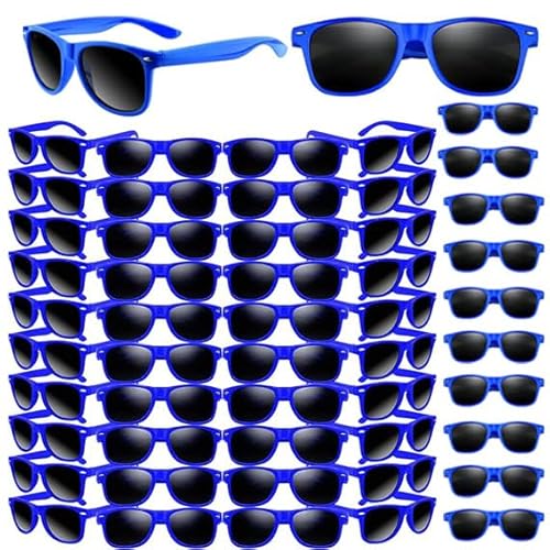 Boboeitody Retro Vintage Sonnenbrillen Bulk, 20/40/50 Pack polarisiert Günstige Neon Sonnenbrillen Bulk für Kinder und Erwachsene,Hochzeit Party pool Strand Partyzubehör (Navy Blue Stil, 50) von Boboeitody