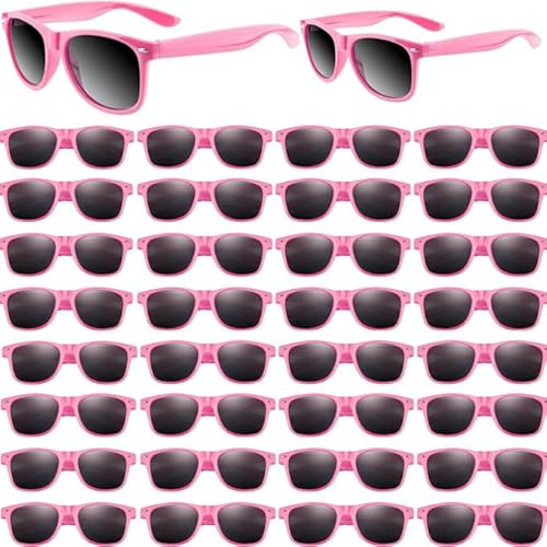 Boboeitody Retro Vintage Sonnenbrillen Bulk, 20/40/50 Pack polarisiert Günstige Neon Sonnenbrillen Bulk für Kinder und Erwachsene,Hochzeit Party pool Strand Partyzubehör (Pink, 50) von Boboeitody