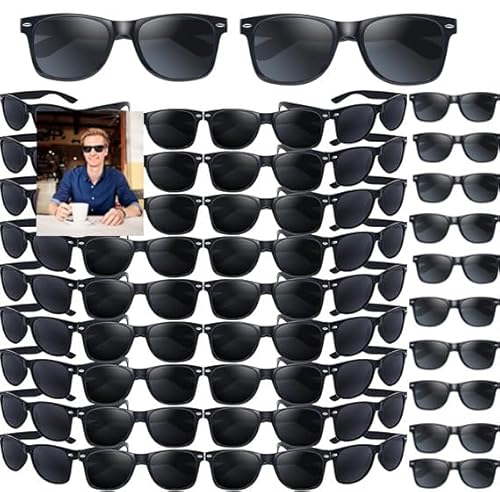 Boboeitody Retro Vintage Sonnenbrillen Bulk, 20/40/50 Pack polarisiert Günstige Neon Sonnenbrillen Bulk für Kinder und Erwachsene,Hochzeit Party pool Strand Partyzubehör (Schwarzer Stil, 40) von Boboeitody