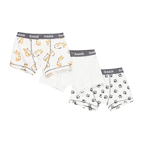 Bob&OLI | Boxershorts für Kinder, elastisch, mit breitem Gummi, Bio-Baumwolle, 3 Stück, Tiger-Druck, 2-3 Jahre von Boboli