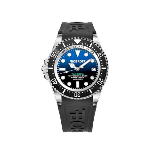 Bobroff BF0003i-BFSTN Herren-Armbanduhr, analog, automatisch, mit Silikonarmband, blau, 44MM von Bobroff